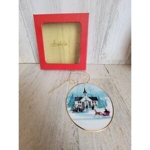 Moss vintage Winter's Faith porcelain ornament Xmas vintage church home
